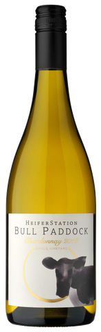 The 2018 release of Heifer Stations Bull Paddock Chardonnay label bottle shot